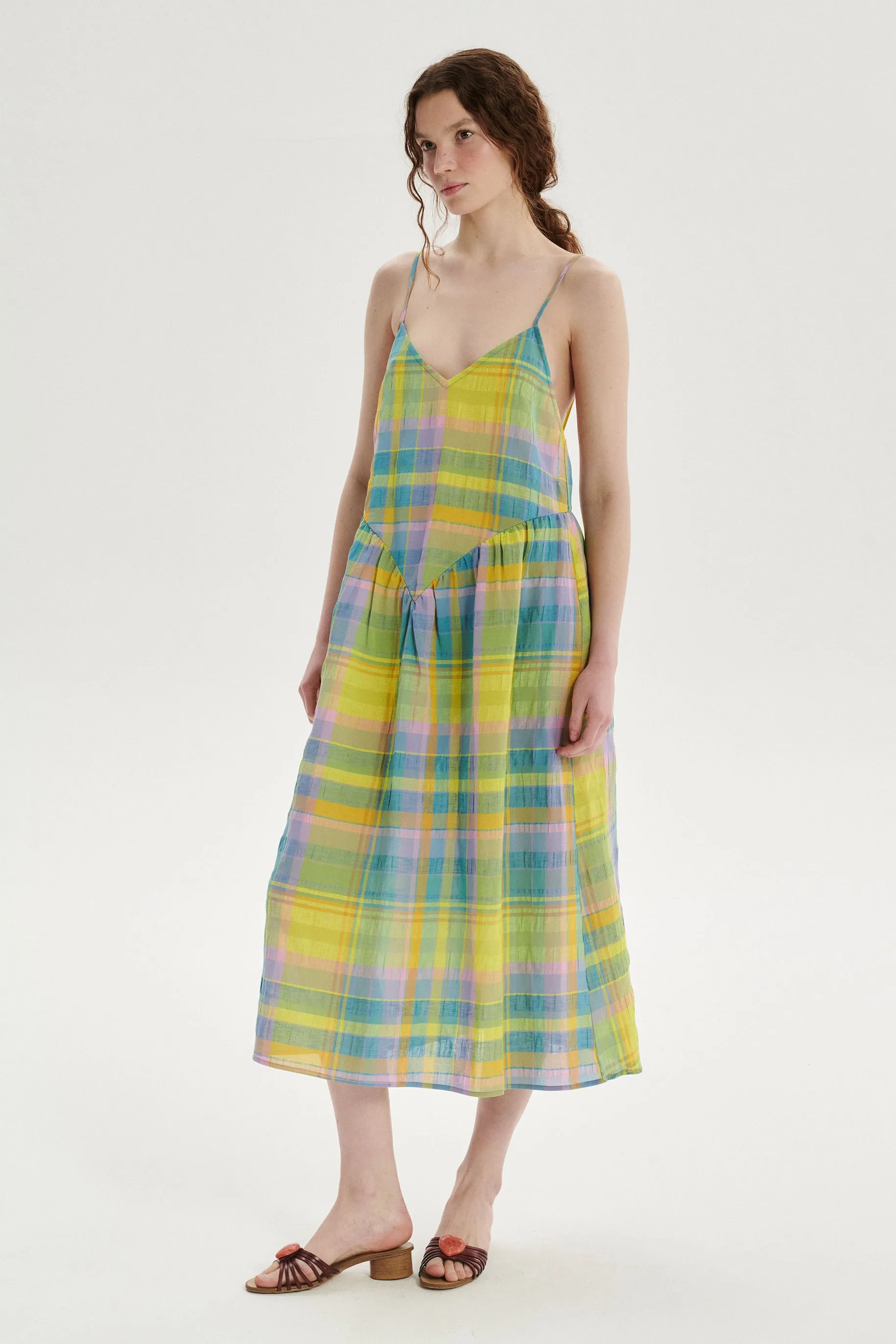 Roche Checked Dress - green sold by Le Petit Trou product image thumbnail 3