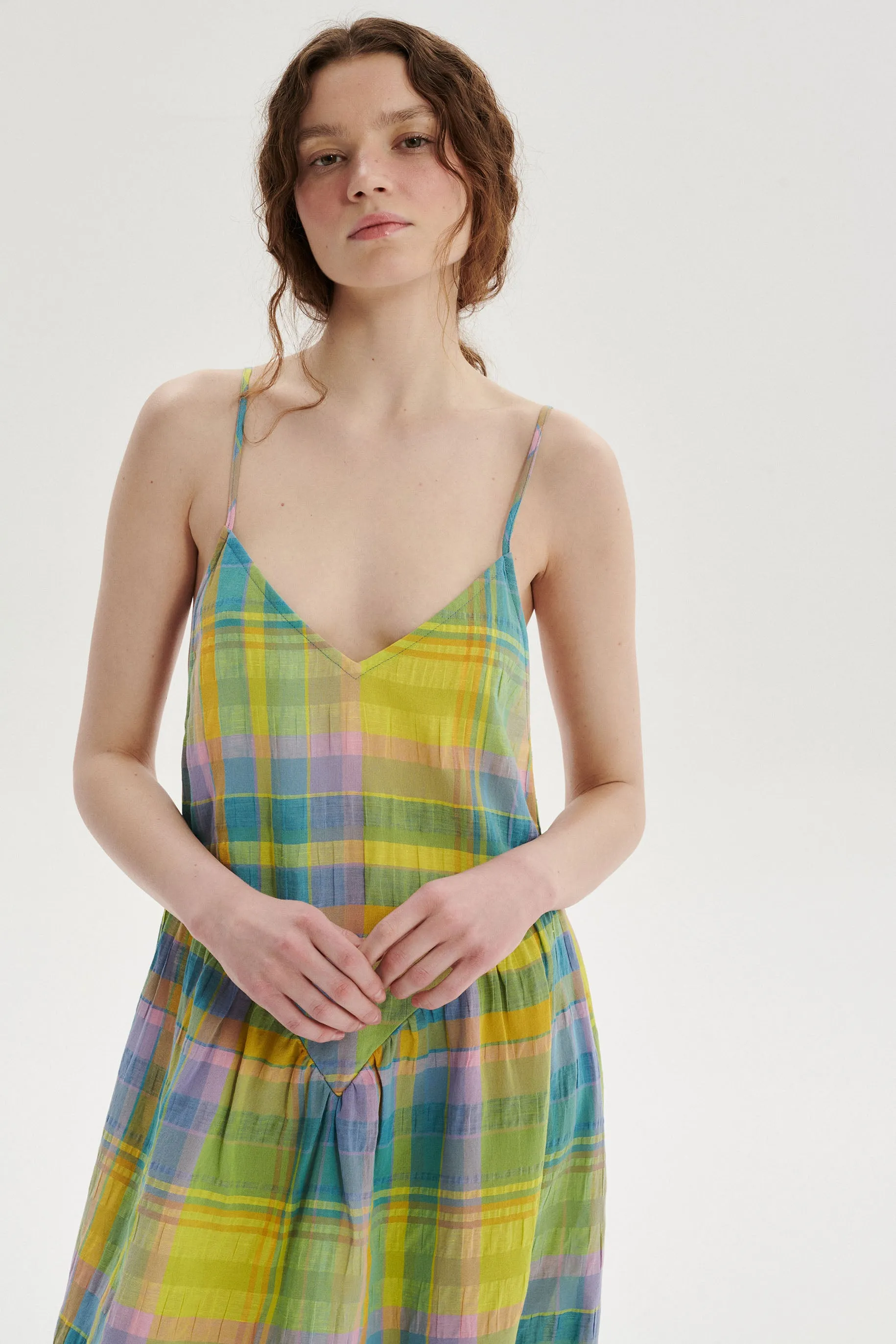 Roche Checked Dress - green sold by Le Petit Trou product image thumbnail 4