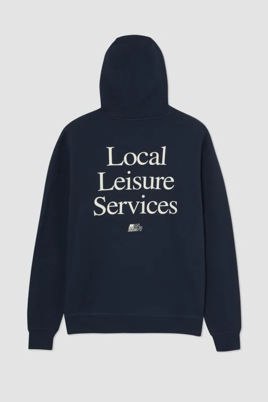 NAVY LOCAL LEISURE REGULAR HOODIE sold by Pompeii