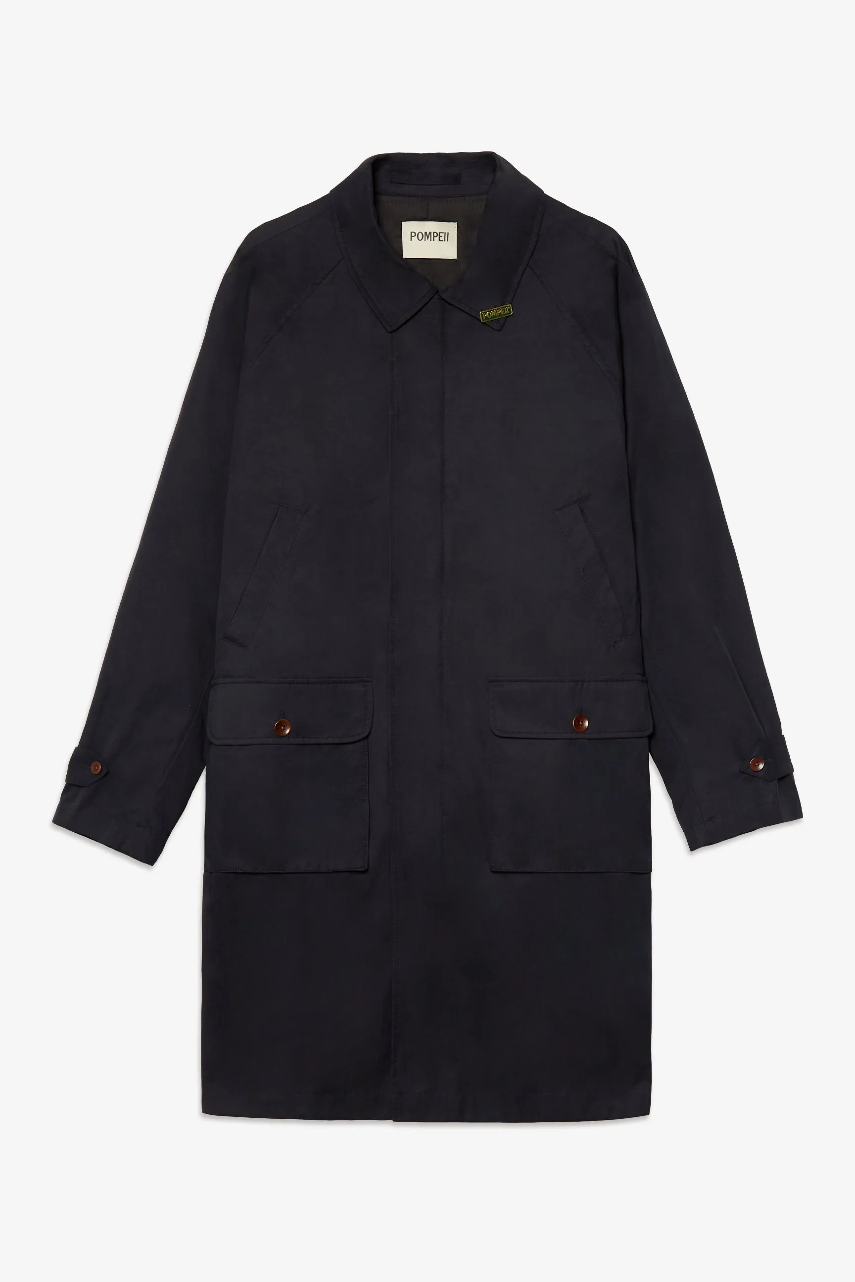 NAVY COTTON MAC COAT sold by Pompeii