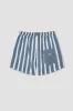 SLATE BLUE STRIPED SWIM TRUNKS sold by Pompeii