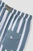 SLATE BLUE STRIPED SWIM TRUNKS sold by Pompeii