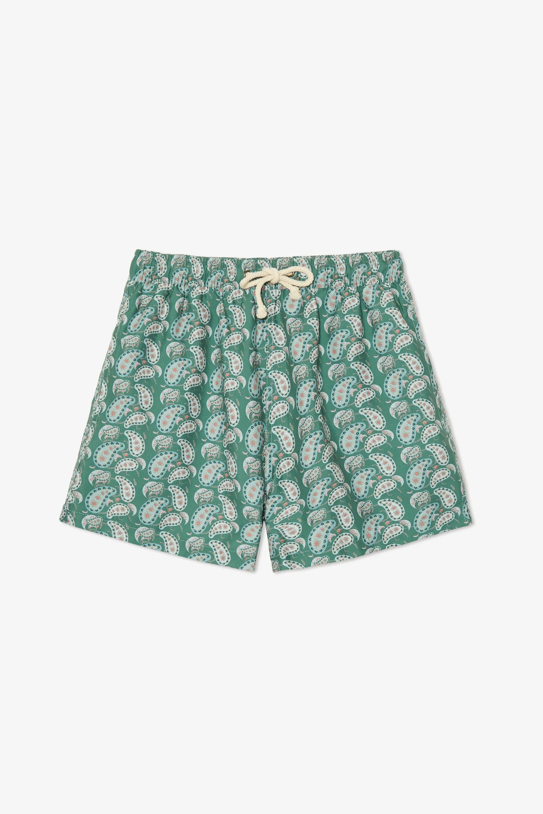 KHAKI BIG PAISLEY SWIM TRUNKS sold by Pompeii