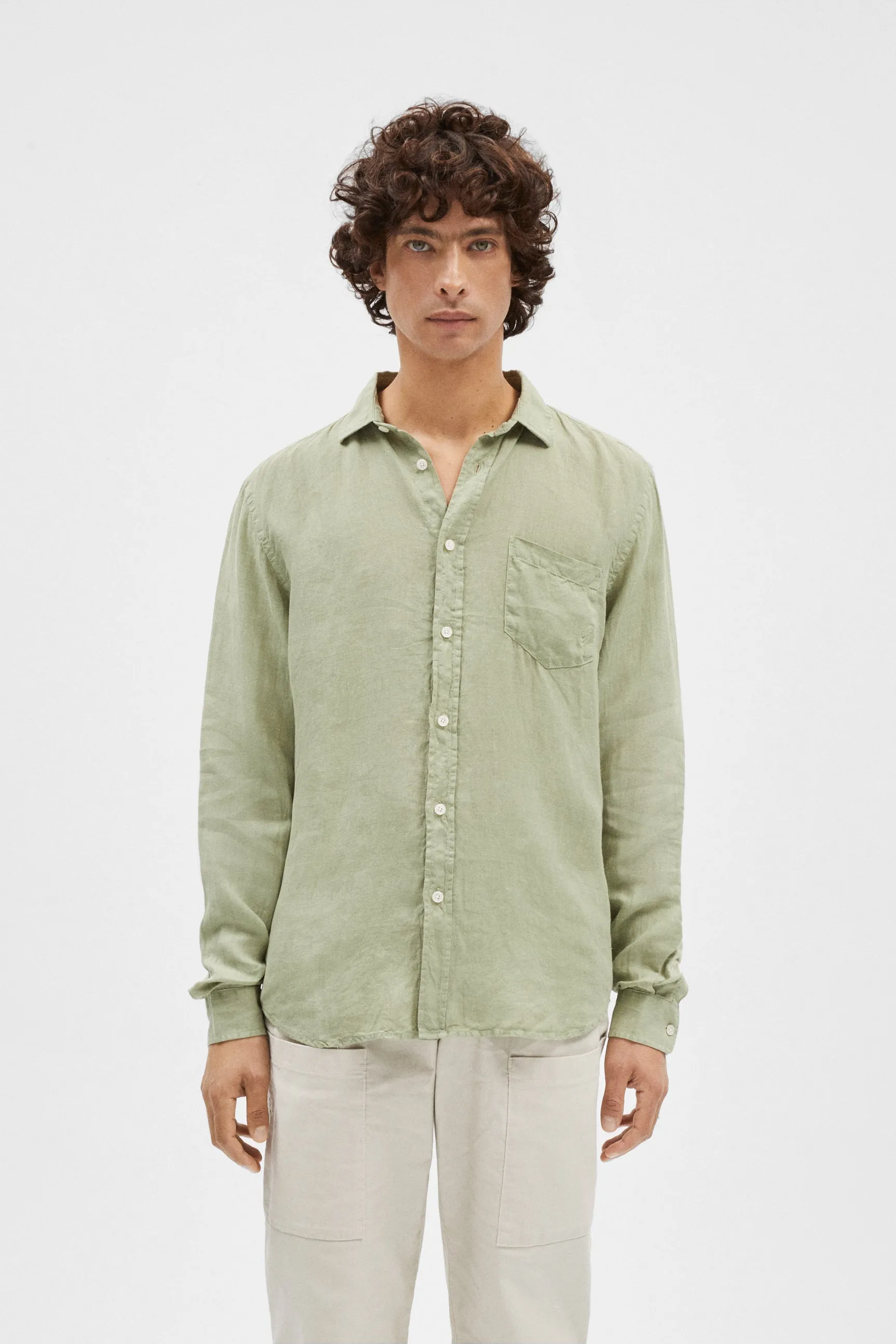 OLIVE LINEN SHIRT sold by Pompeii product image thumbnail 2