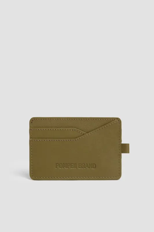 KHAKI LEATHER CARDHOLDER made by Pompeii