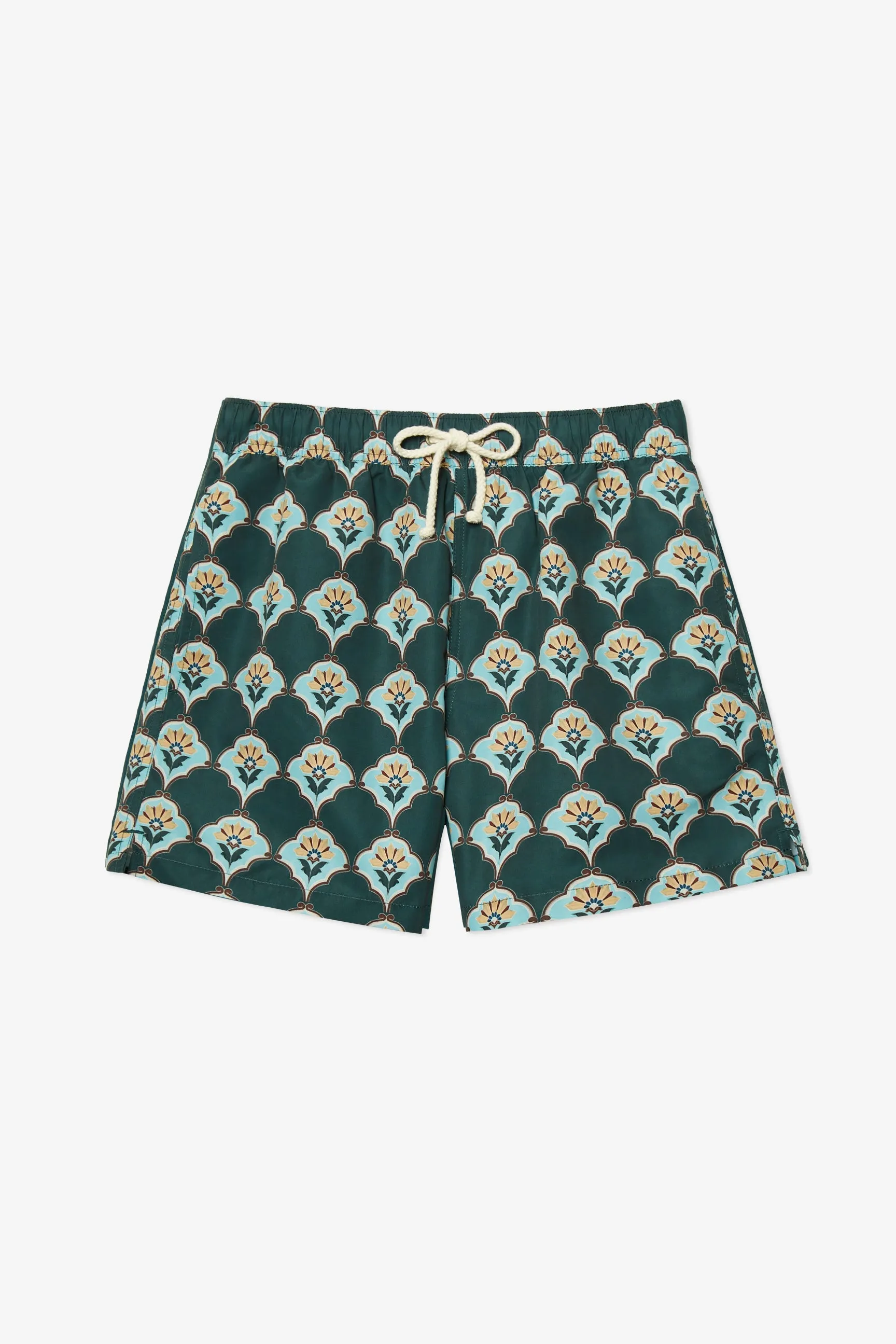 HANDPAINTED PINE TILE SWIM TRUNKS sold by Pompeii