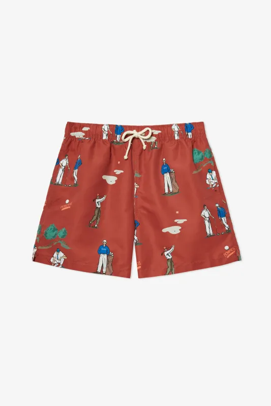 GOLF RUBY RED SWIM TRUNKS sold by Pompeii