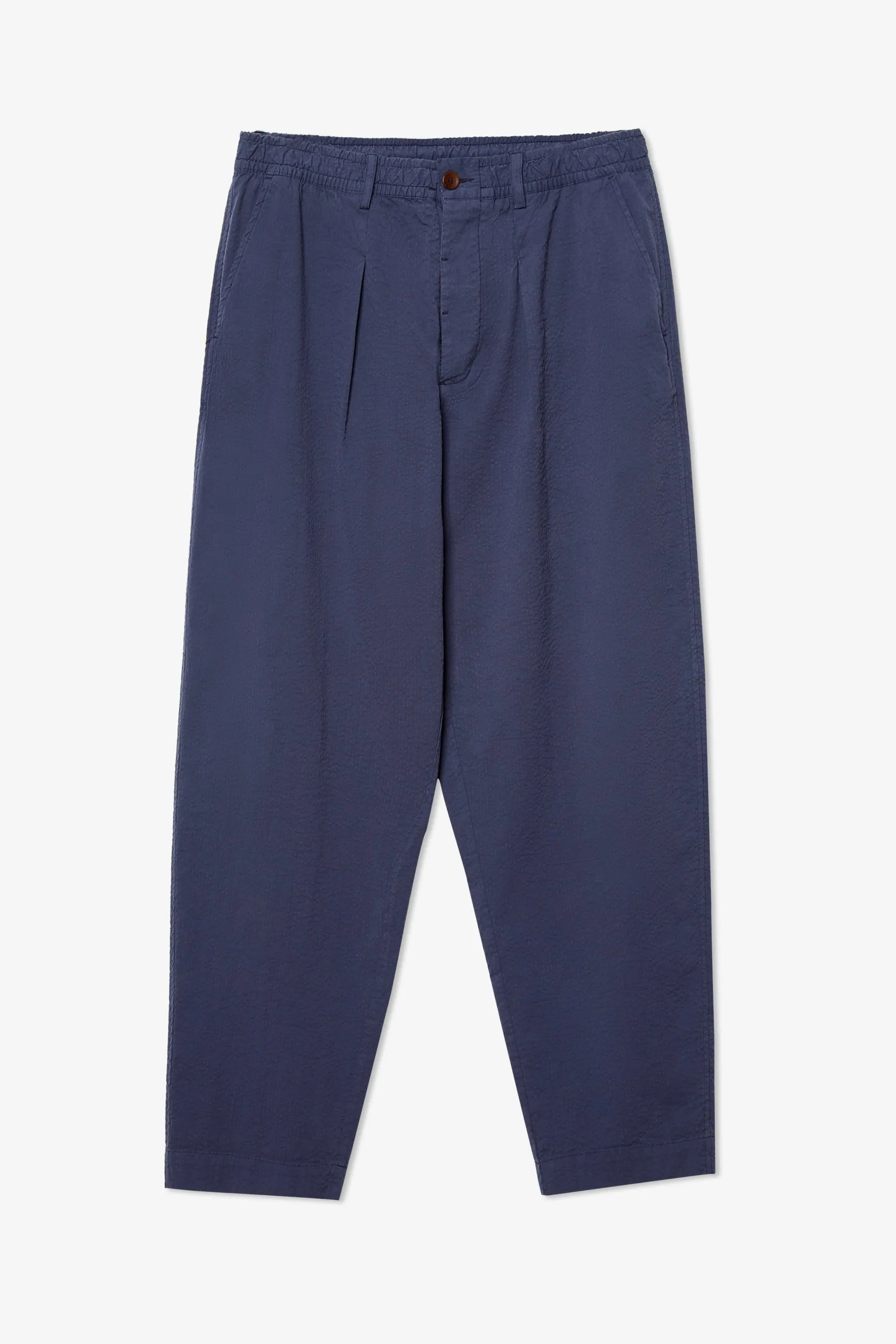 LOOSE NAVY SEERSUCKER TROUSER sold by Pompeii