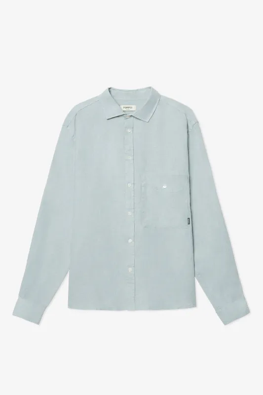 LIGHT BLUE LINEN BOXY SHIRT sold by Pompeii