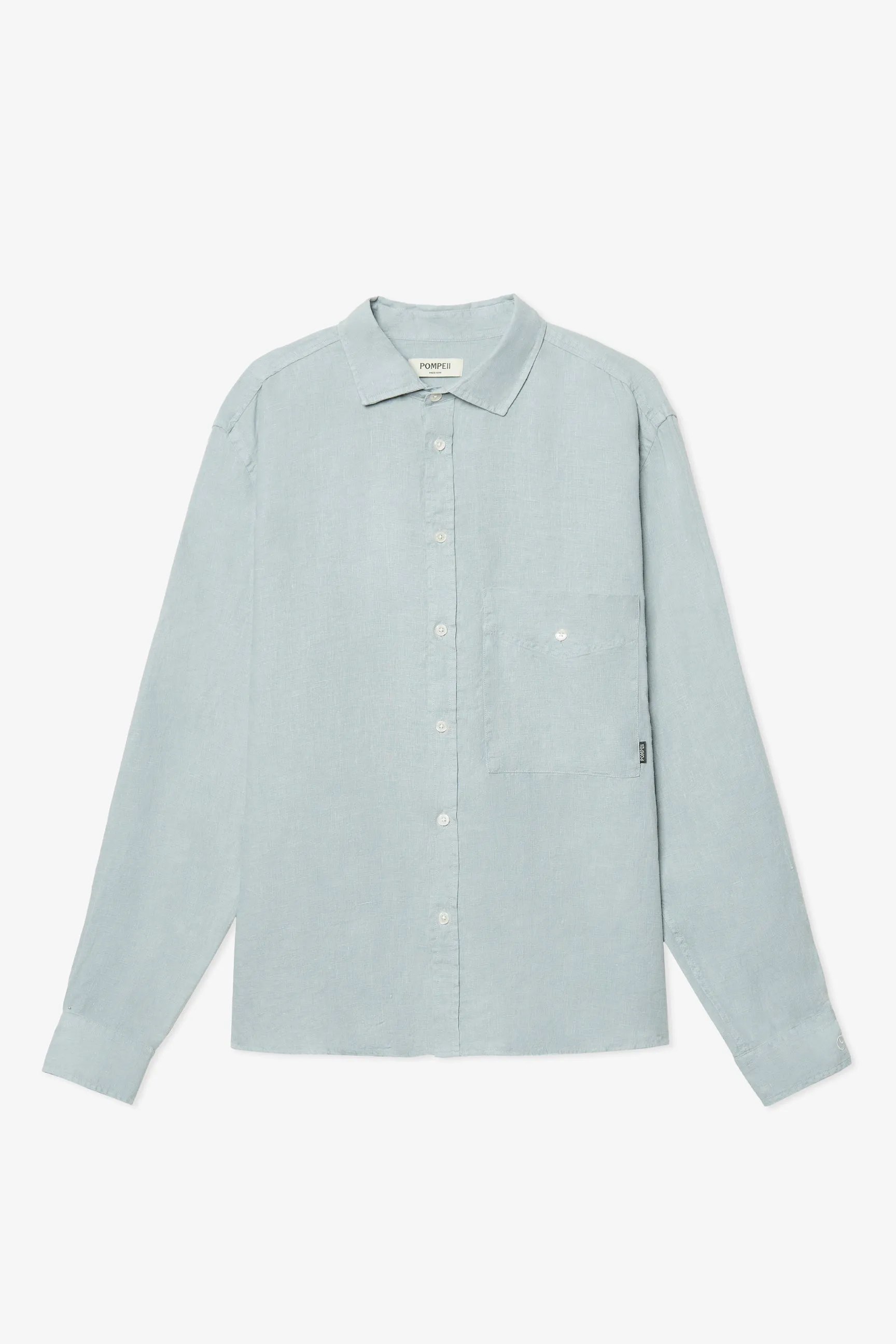 LIGHT BLUE LINEN BOXY SHIRT sold by Pompeii
