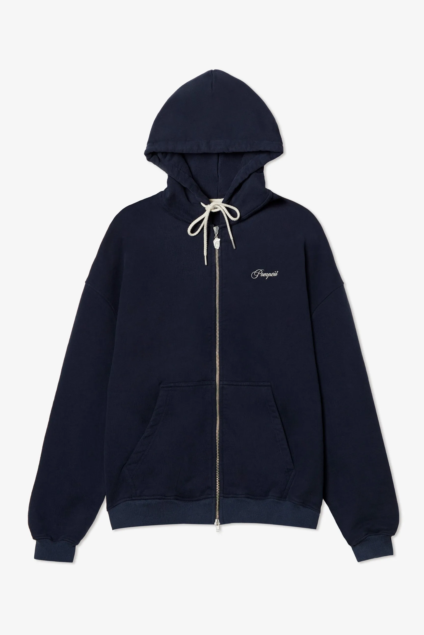 NAVY ZIPPED HOODIE sold by Pompeii