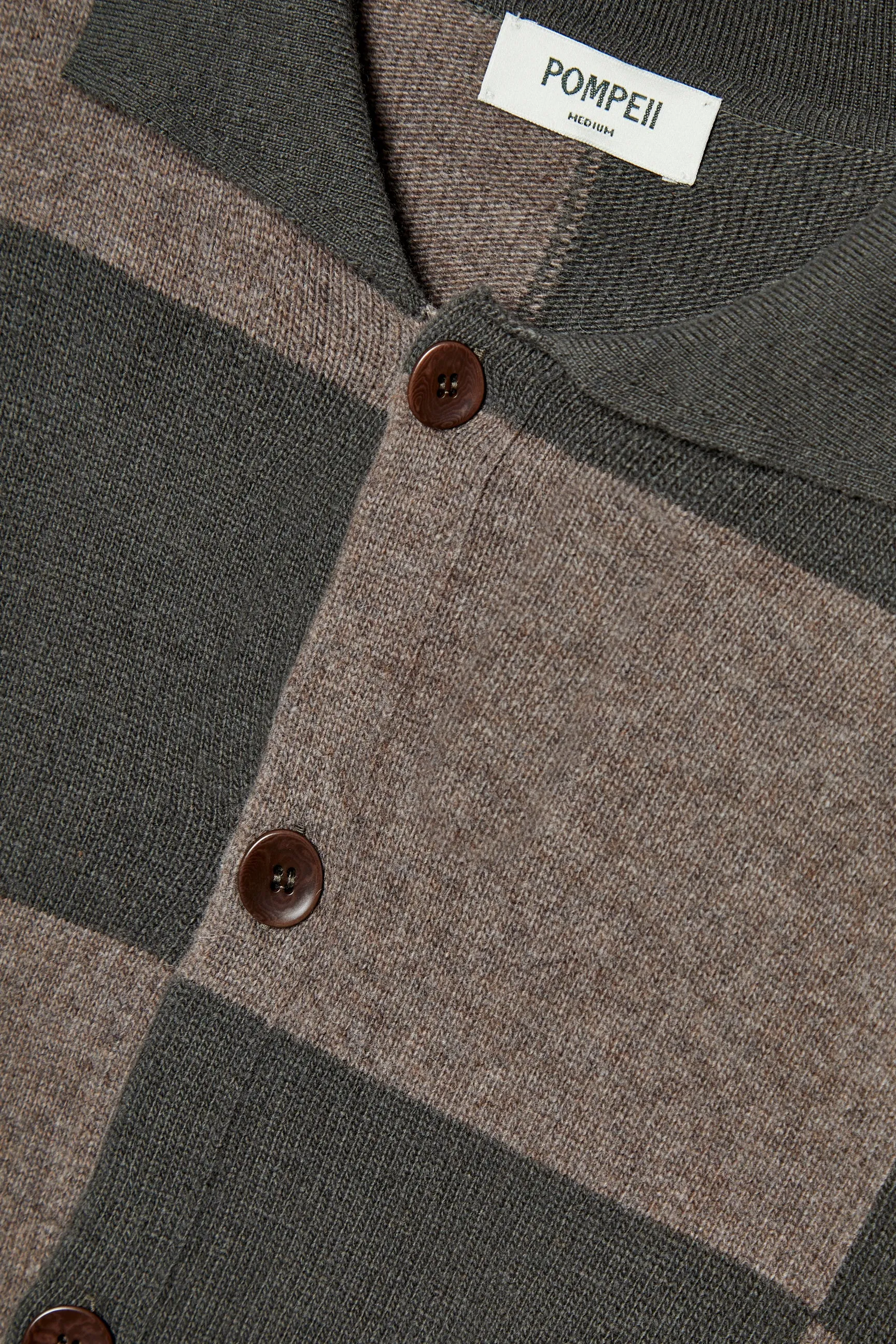 GREEN CHECKED CARDIGAN POLO SHIRT sold by Pompeii product image thumbnail 3