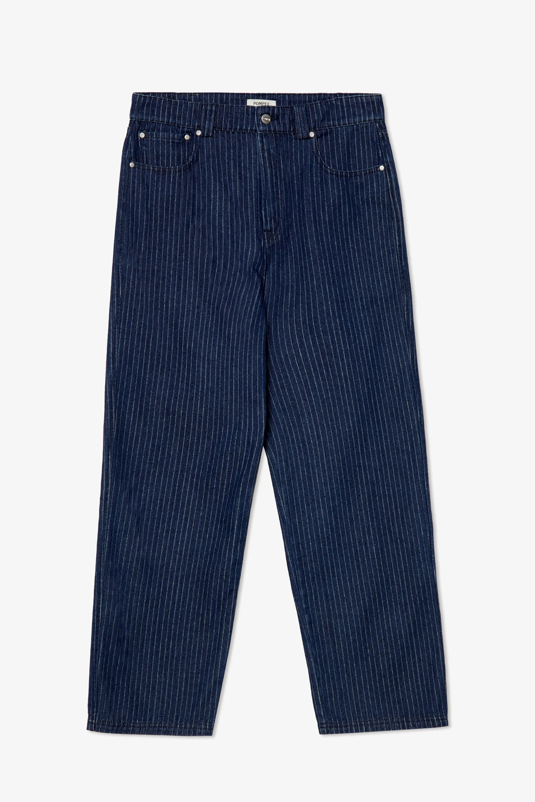 NAVY STRIPED 5 - POCKET DENIM sold by Pompeii