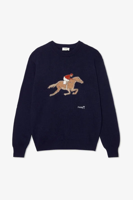 EQUESTRIAN NAVY KNIT SWEATER sold by Pompeii