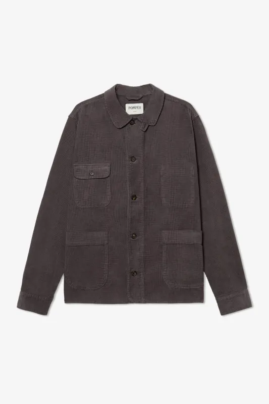 CHARCOAL GREY WAFFLE WAFFLE lace CHORE JACKET sold by Pompeii