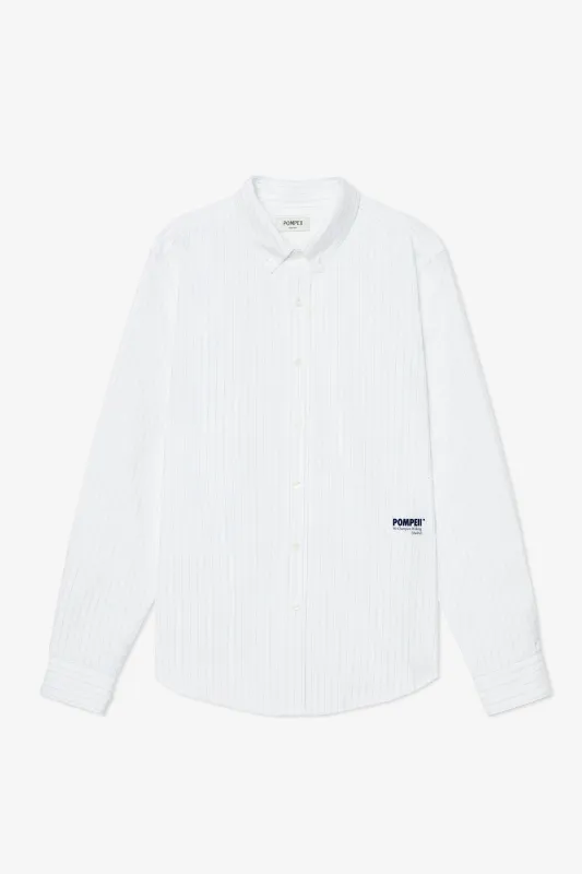 POMPEII BLUE THIN STRIPE OXFORD SHIRT sold by Pompeii