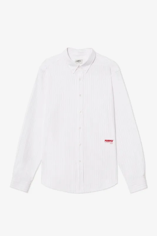 POMPEII PINK THIN STRIPE OXFORD SHIRT sold by Pompeii