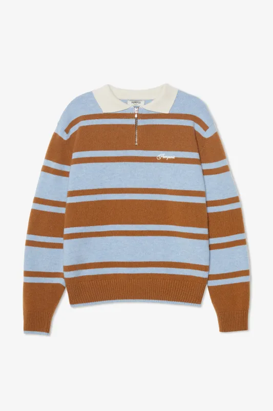 RUGBY BROWN KNIT POLO SHIRT made by Pompeii