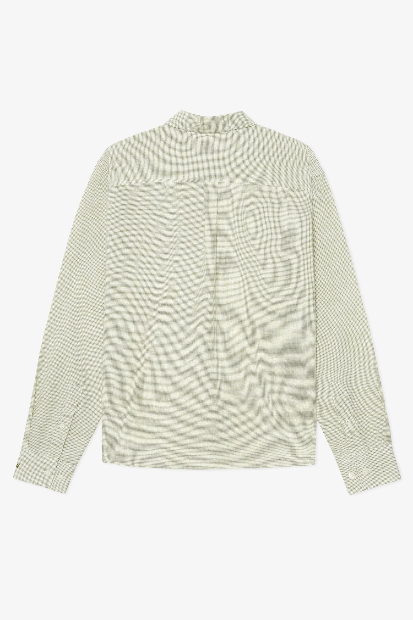 KHAKI MICRO CHECK LINEN BOXY SHIRT sold by Pompeii product image thumbnail 2