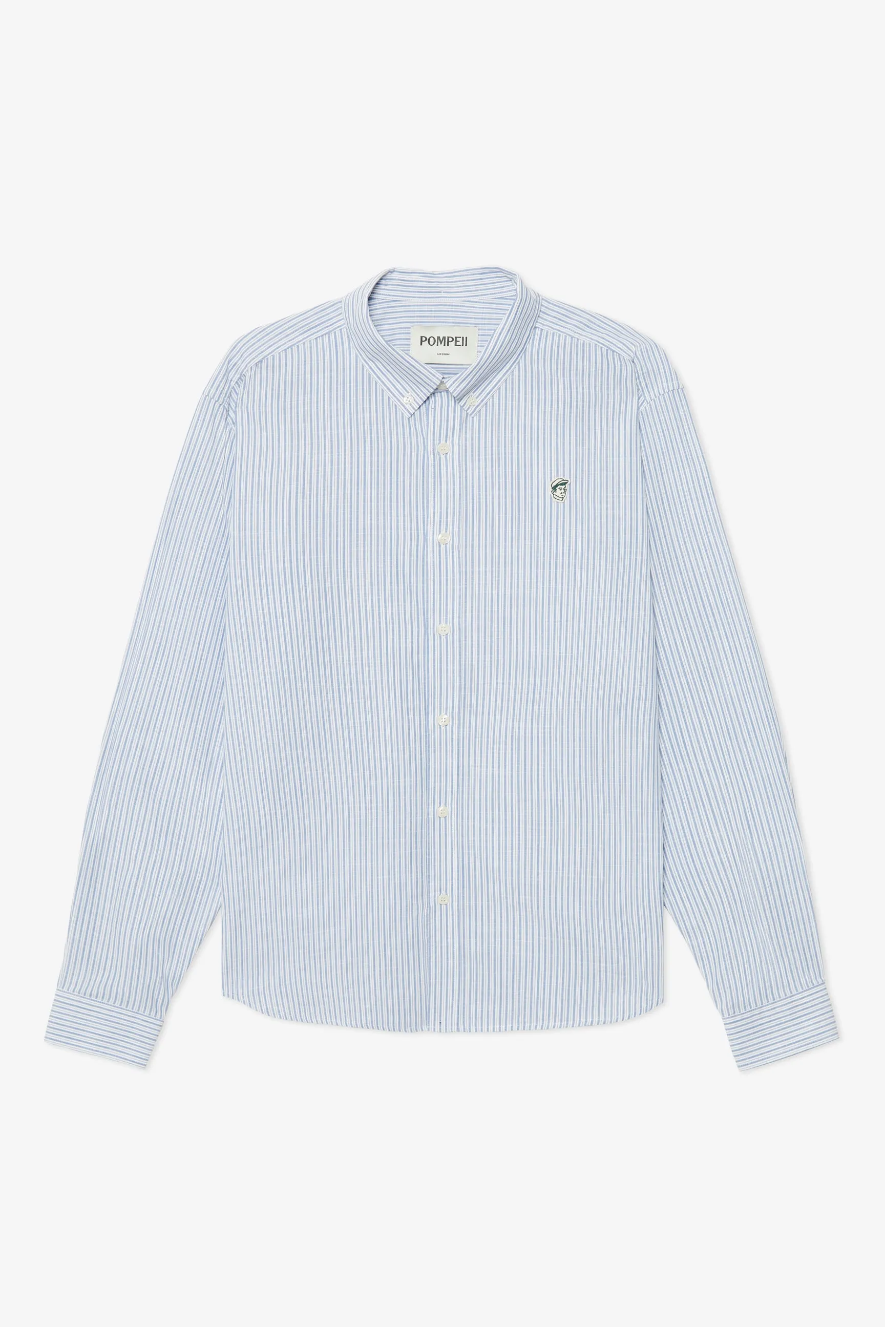 EMILIO SKY BLUE SLUB COTTON SHIRT sold by Pompeii