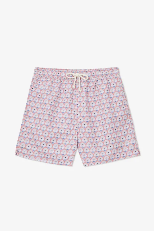 CORAL SWANS SWIM TRUNKS made by Pompeii