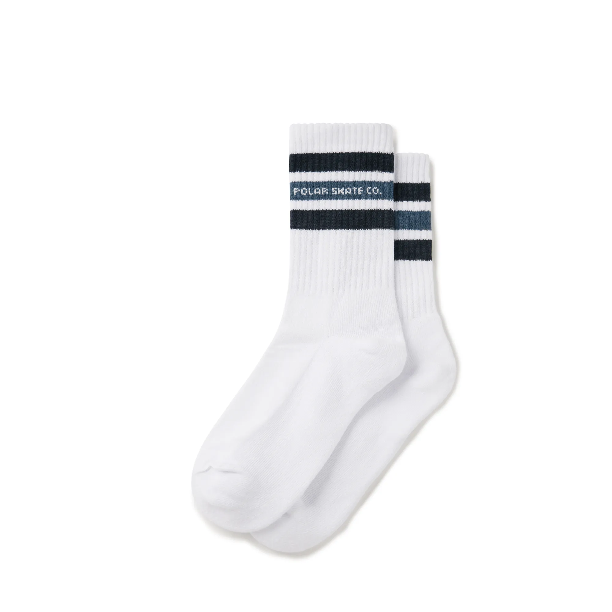 Rib Socks | Fat Stripe - White / Blue sold by Polar Skate