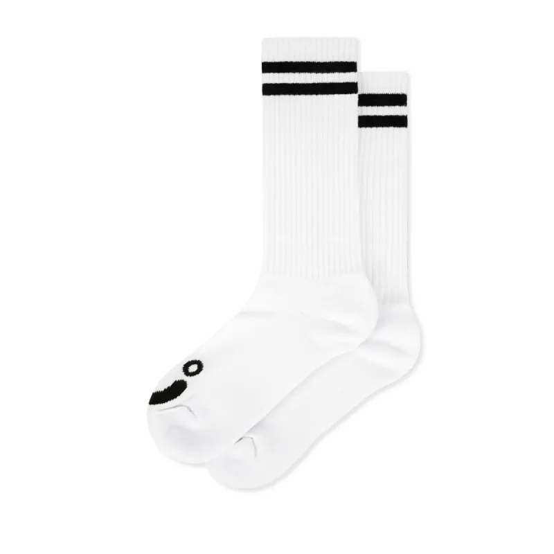 Rib Socks | Long | Happy Sad - White sold by Polar Skate