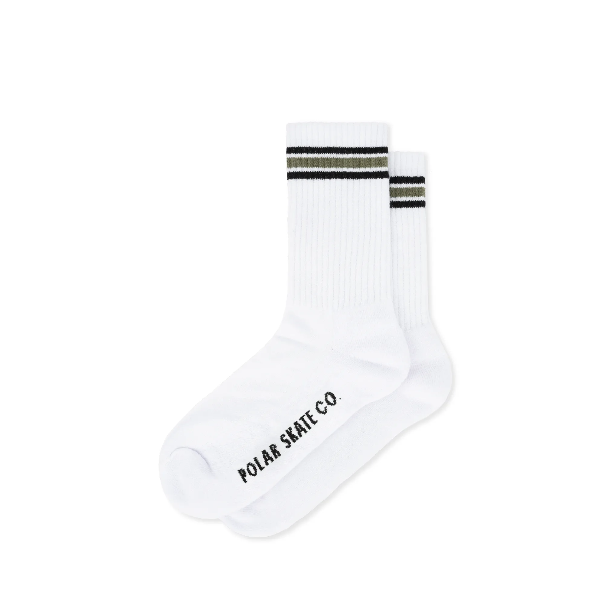 Rib Socks | Stripe - White / Black / Sage sold by Polar Skate