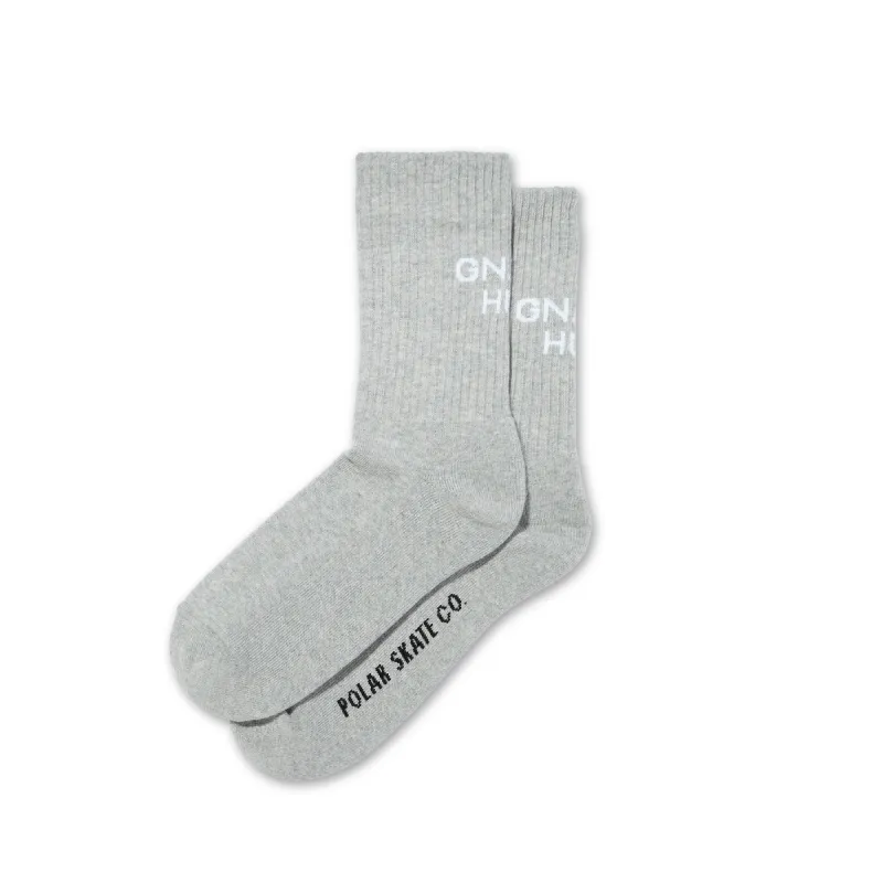 Rib Socks | Gnarly Huh! - Heather Grey sold by Polar Skate