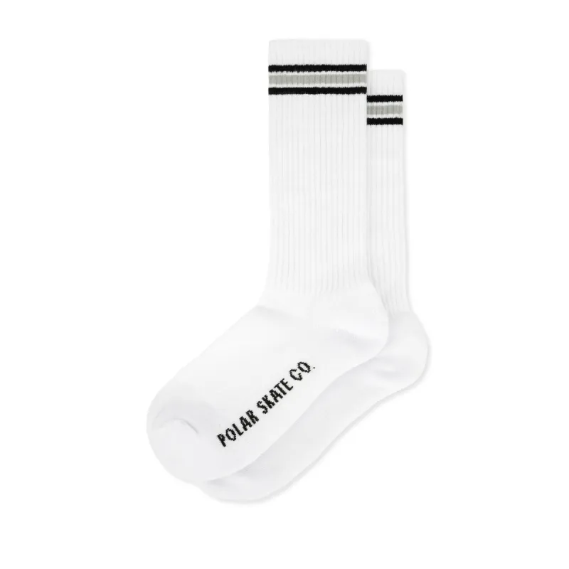 Rib Socks | Long | Stripe - White / Black sold by Polar Skate