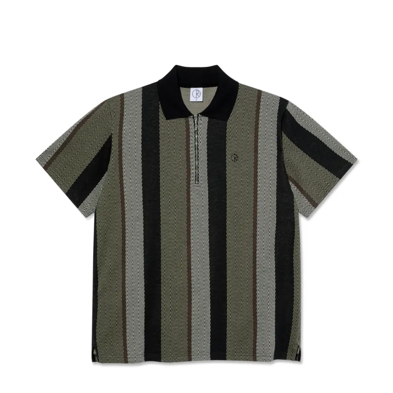 Jacques Polo Shirt | Herringbone - Khaki Green sold by Polar Skate