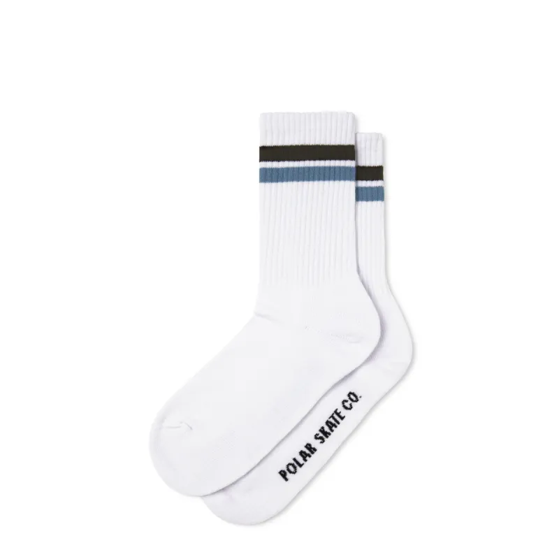 Rib Socks | Stripe - White / Brown / Blue sold by Polar Skate