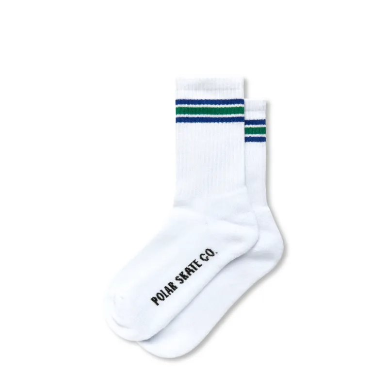 Rib Socks | Stripe - White / Blue / Green sold by Polar Skate