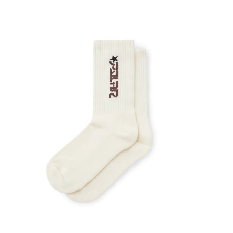 Rib Socks | Star - Cloud White / Brown sold by Polar Skate