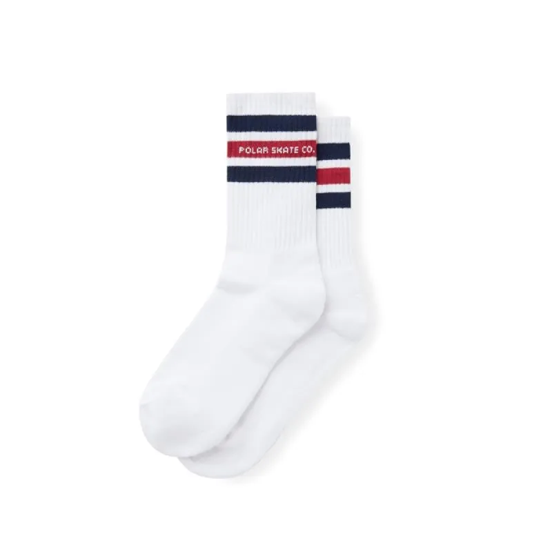 Rib Socks | Fat Stripe - White / Navy / Red sold by Polar Skate