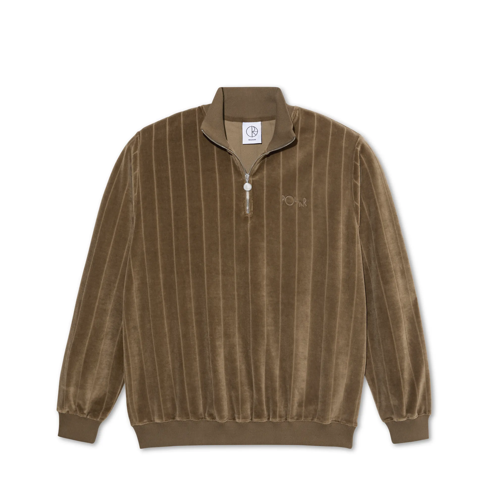 Zip Neck Sweatshirt | Stripe Velour - Beech sold by Polar Skate product image thumbnail 2