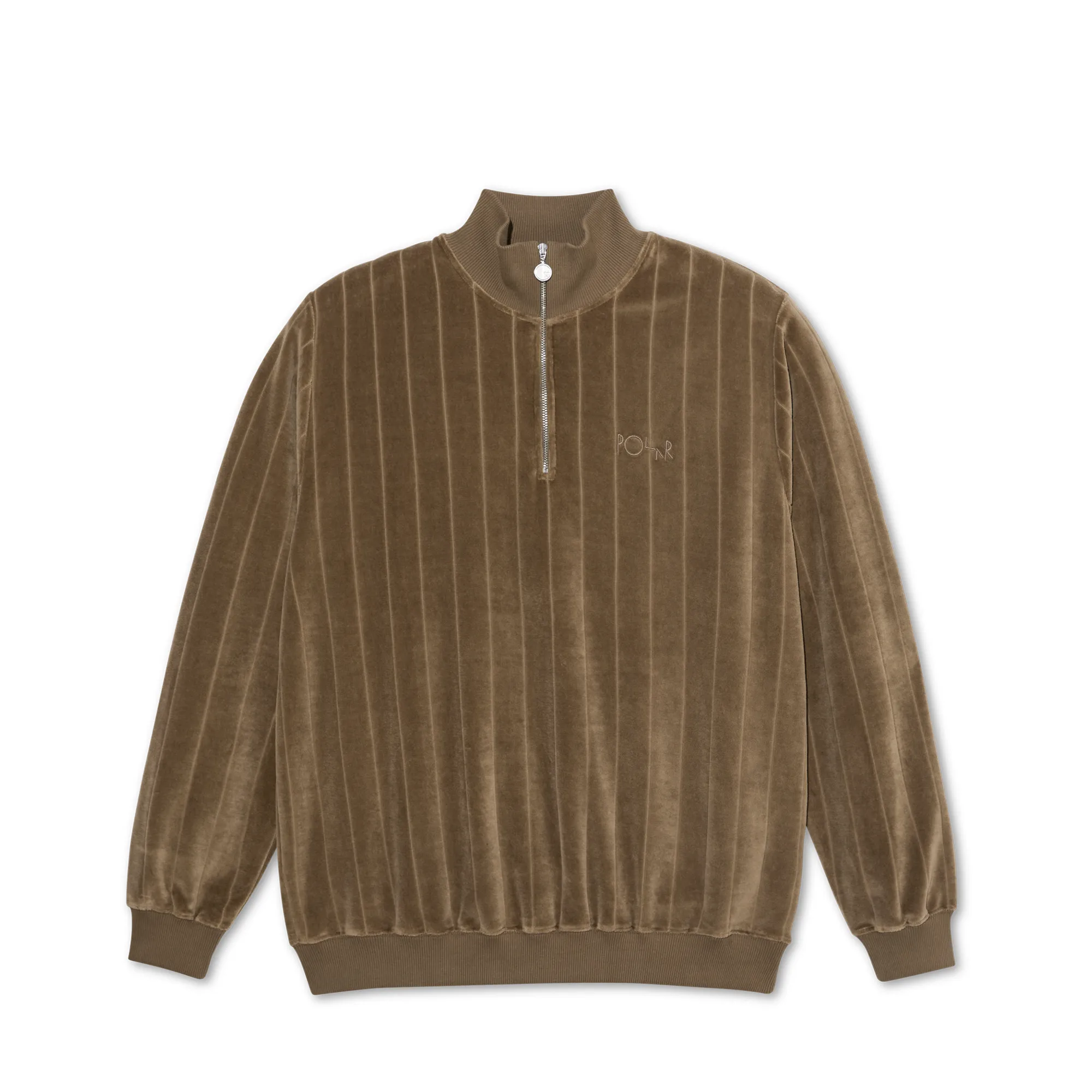 Zip Neck Sweatshirt | Stripe Velour - Beech sold by Polar Skate