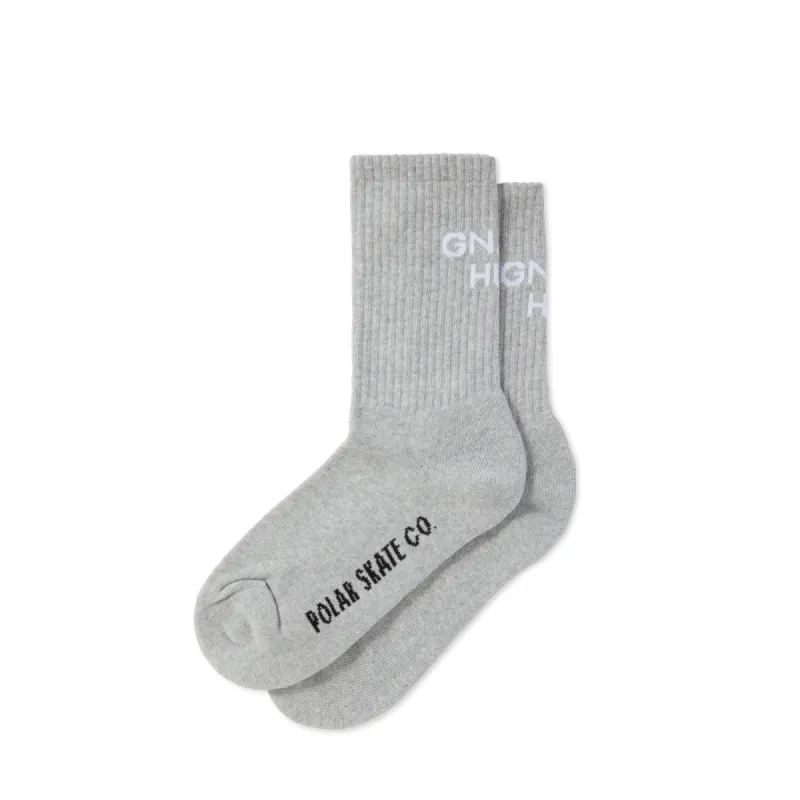 Rib Socks | Gnarly Huh! - Heather Grey sold by Polar Skate