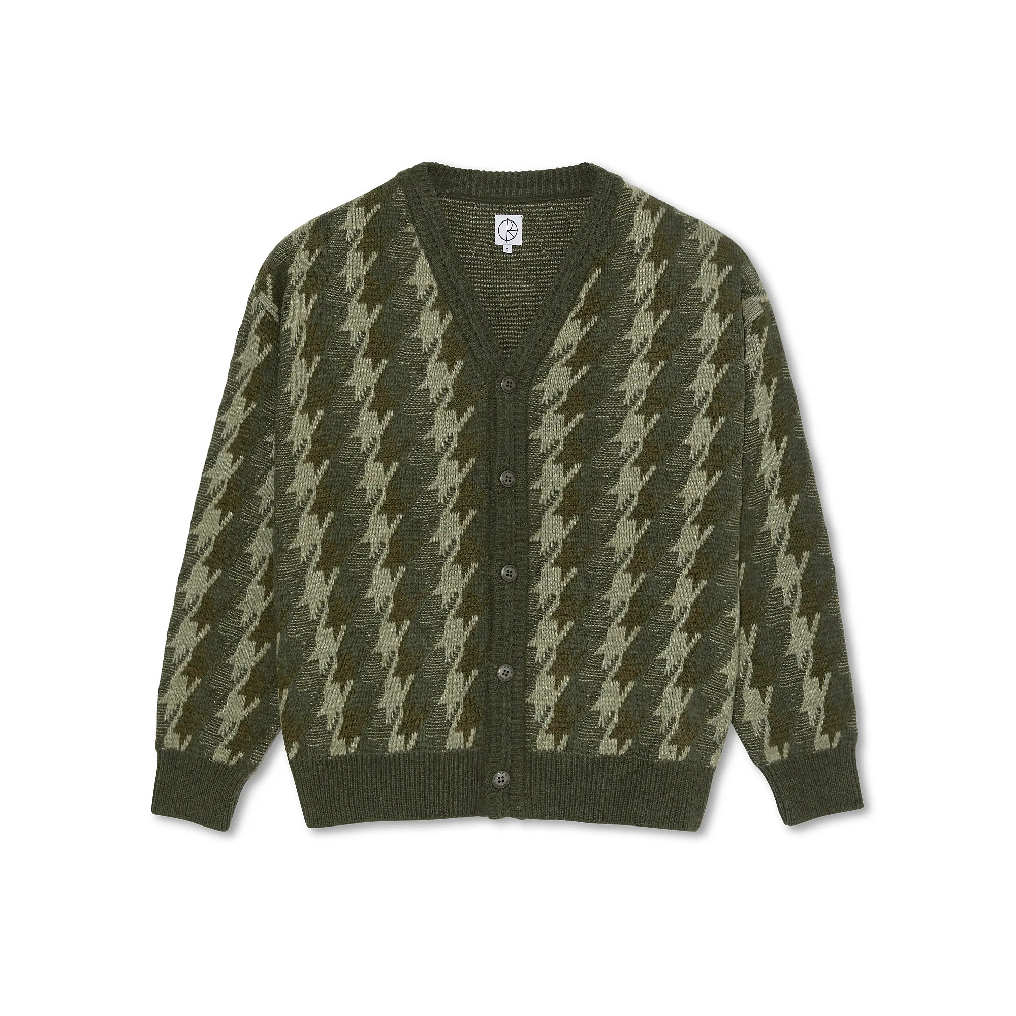 Louis Cardigan | Houndstooth - Green sold by Polar Skate