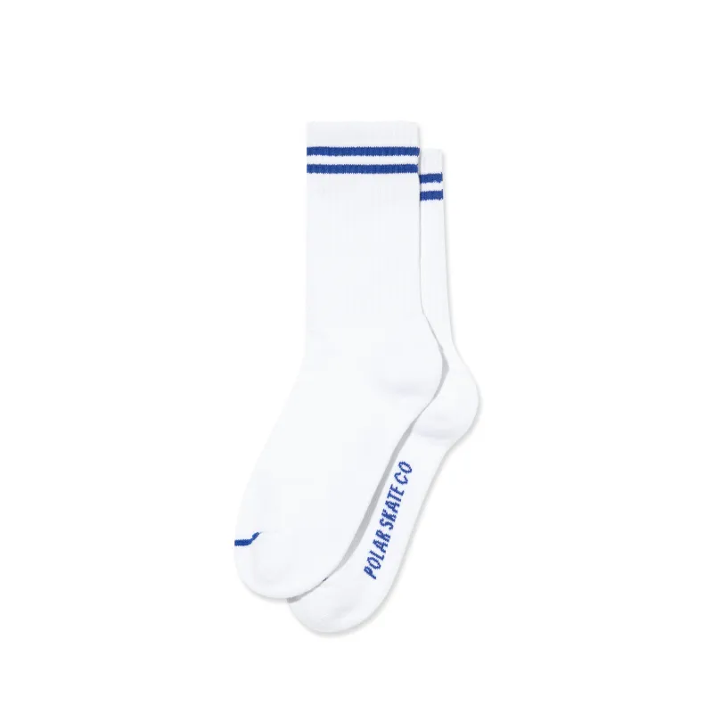 Rib Socks | 2 Stripes - White / Blue sold by Polar Skate