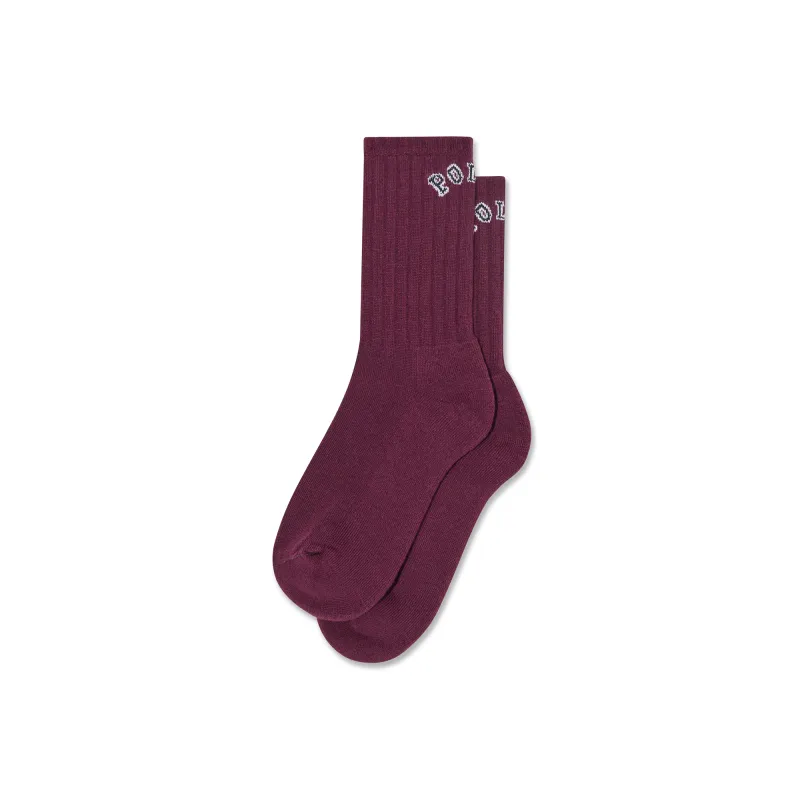 Large Rib Socks | College Logo - Wine sold by Polar Skate