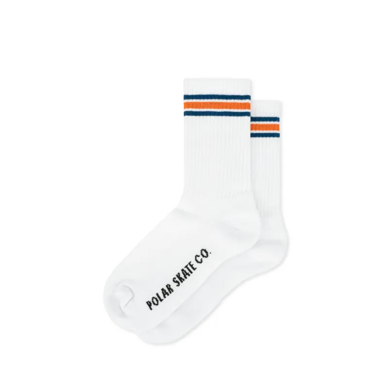Rib Socks | Stripe - White / Blue / Orange sold by Polar Skate