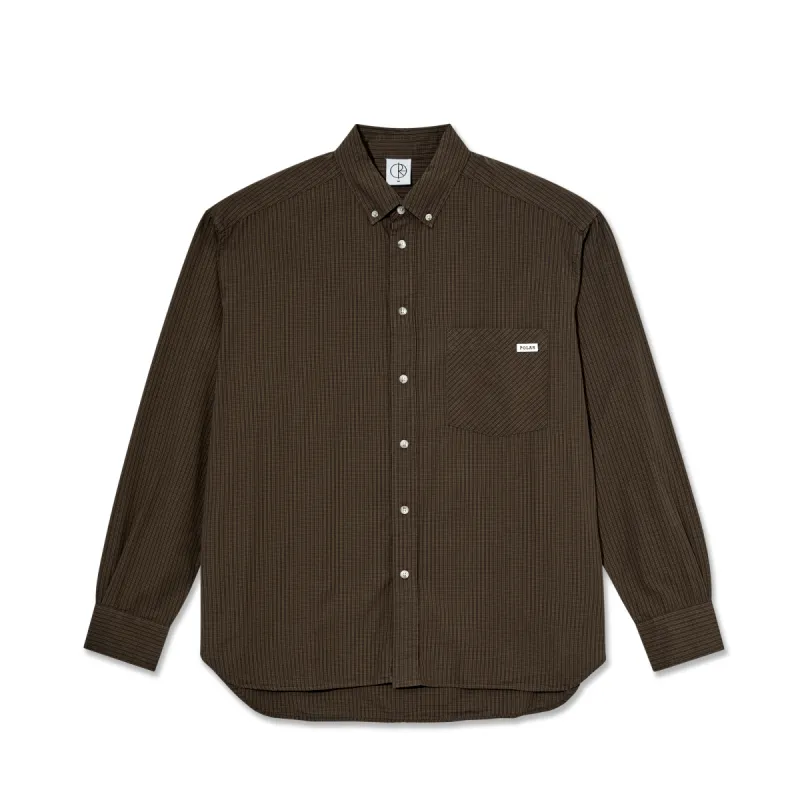 Ben LS Shirt | Poplin - Brown sold by Polar Skate