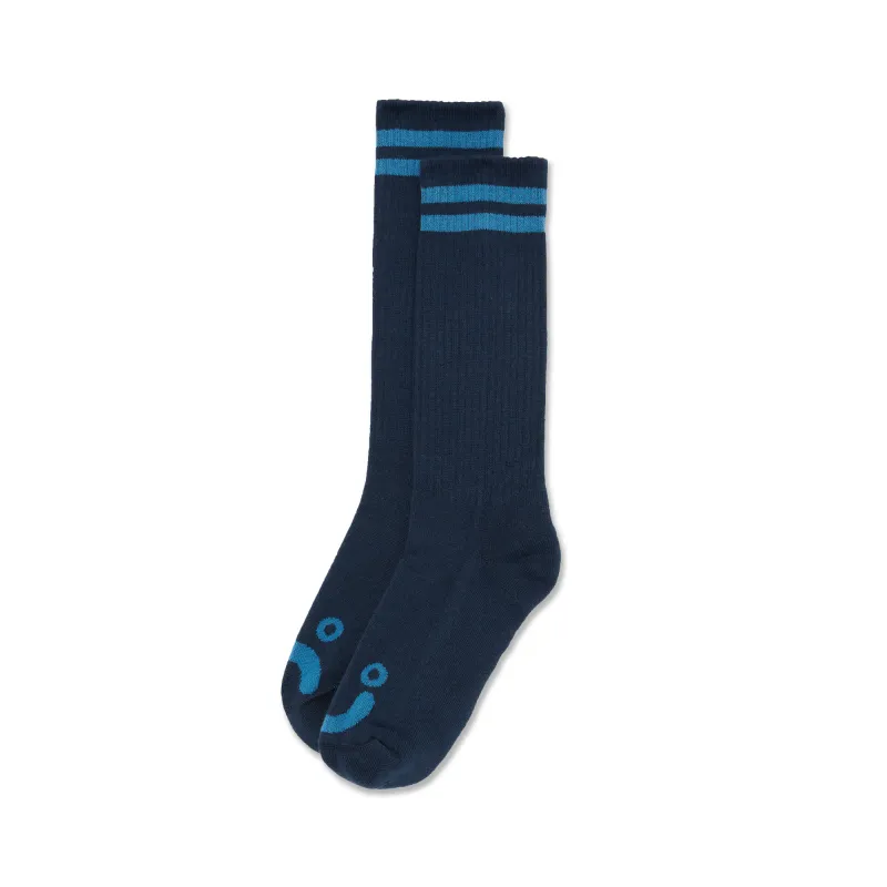Long Rib Socks | Happy Sad - Dark Blue / Blue sold by Polar Skate