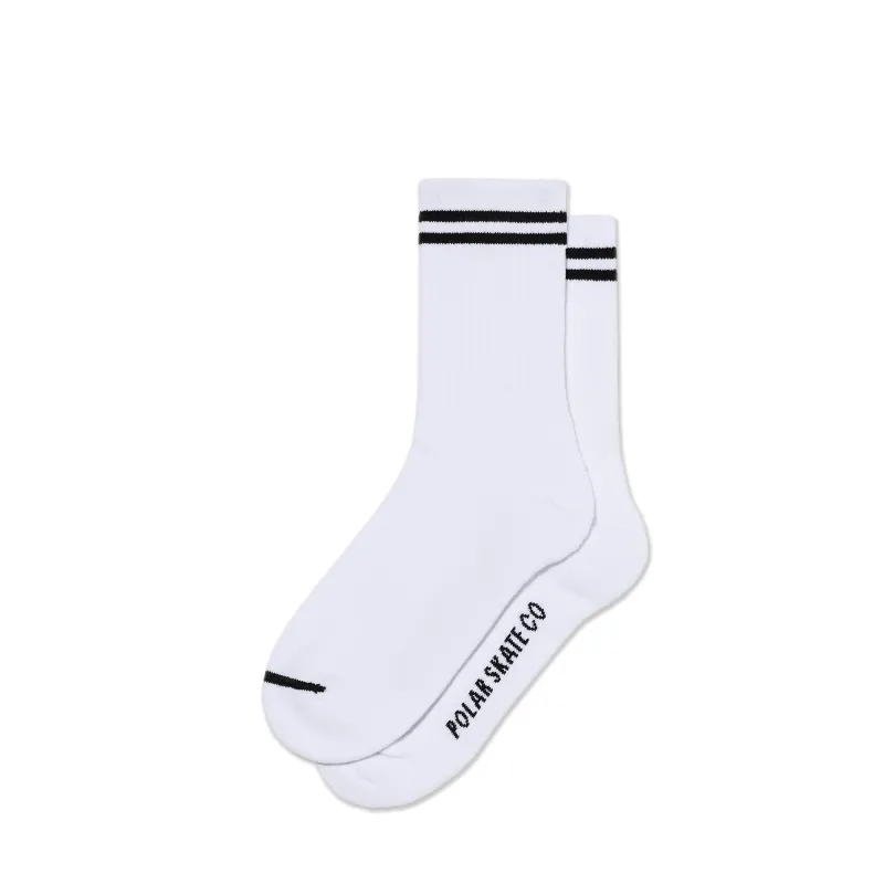Rib Socks | 2 Stripes - White/Black sold by Polar Skate