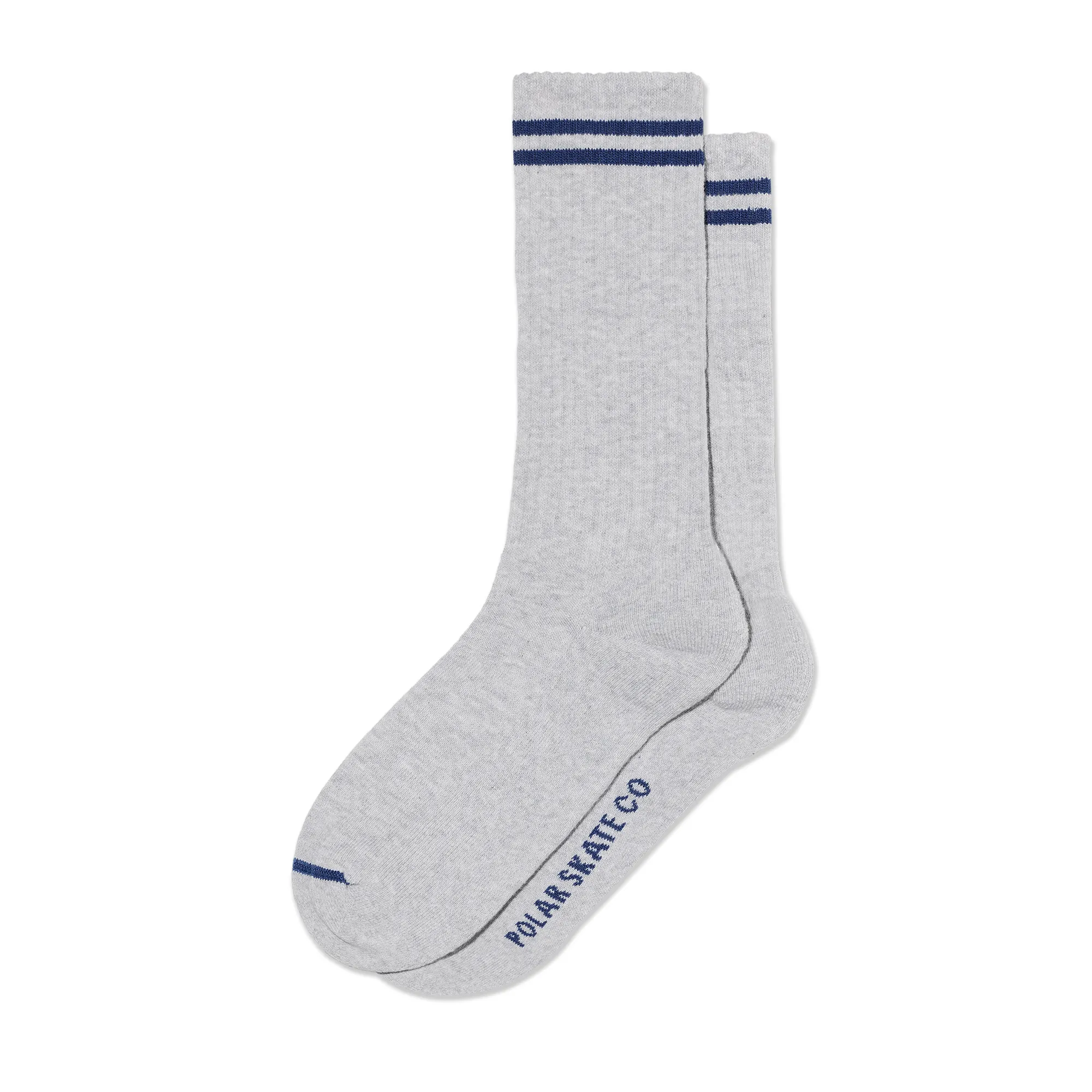 Rib Socks | Long | 2 Stripes - Heather Grey/Blue sold by Polar Skate