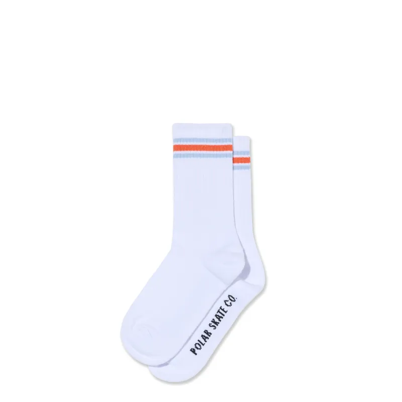 Rib Socks | Stripes - White/Orange/Blue made by Polar Skate