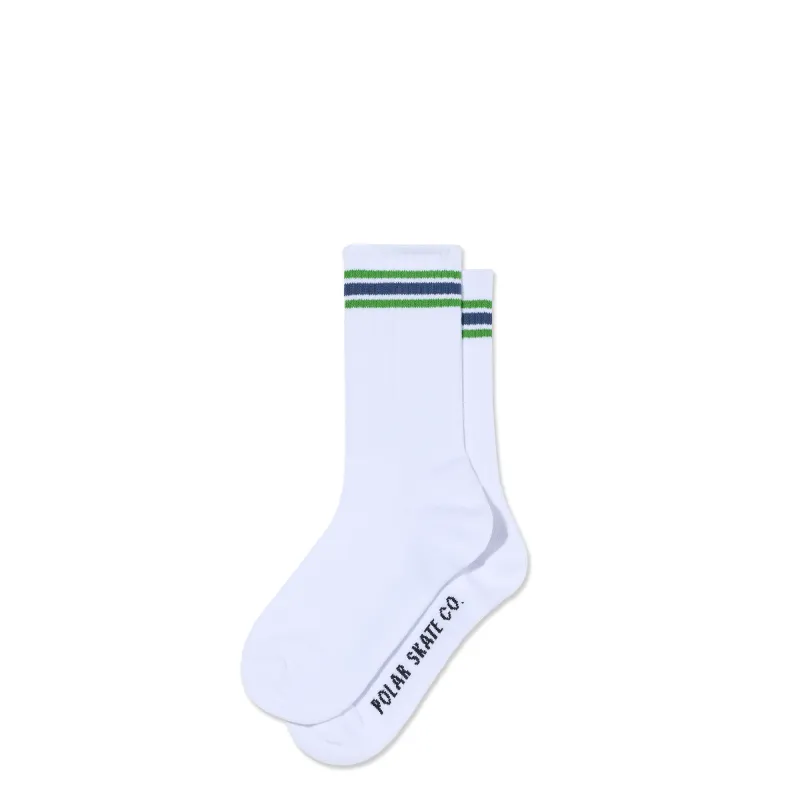 Rib Socks | Stripes - White/Green/Blue made by Polar Skate