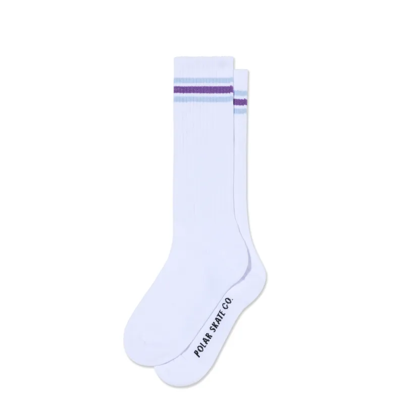 Long Rib Socks | Stripes - White/Blue/Purple made by Polar Skate