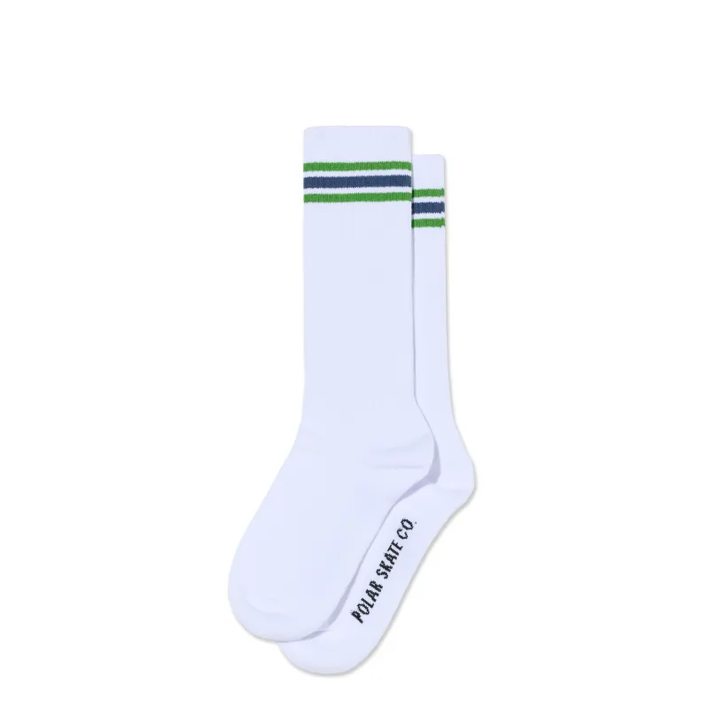 Long Rib Socks | Stripes - White/Green/Blue made by Polar Skate